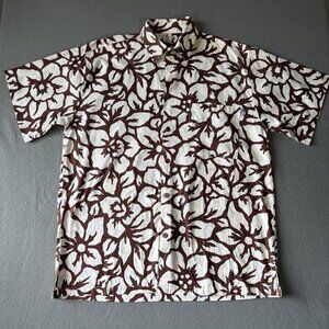 Wayan Natural Wear Vintage Mens 2XL Brown Hawaiian Button Up Short Sleeve Shirt